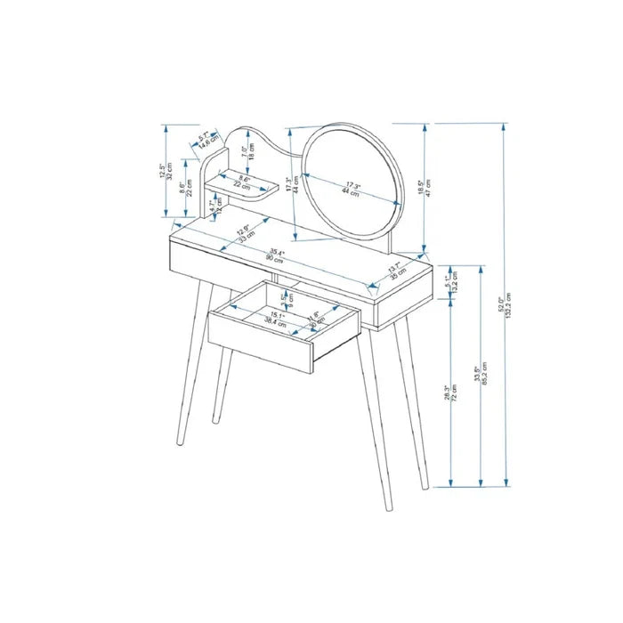 Takumi Table with Mirror Jennifer Ouch Cart