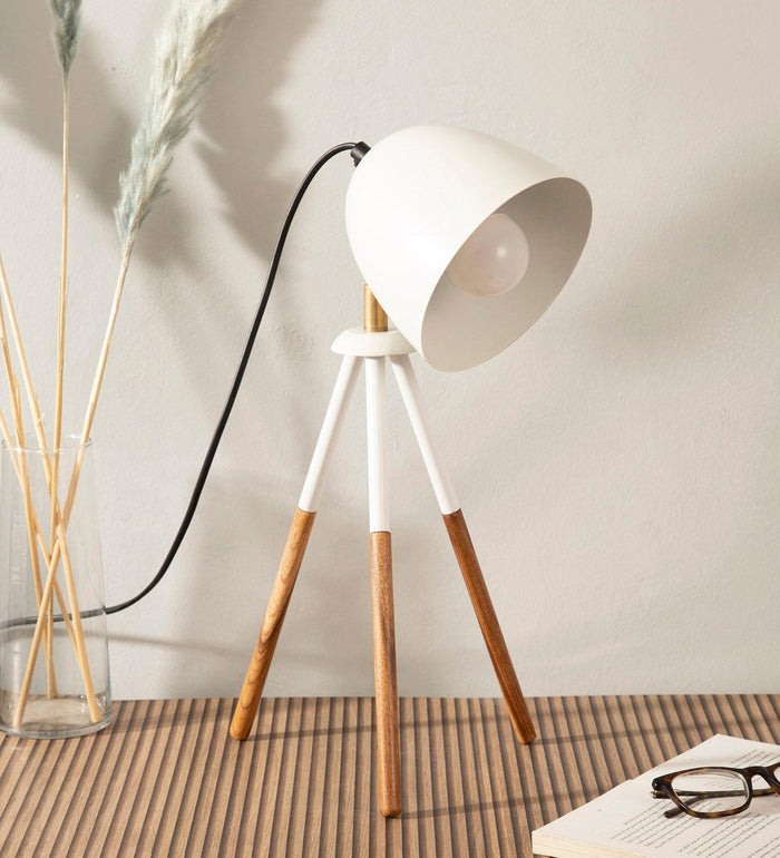 Teak Bud Desk Lamp White - Ouch Cart