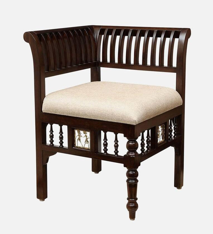 Teak Wood 1 Seater Sofa in Walnut Finish - Ouch Cart