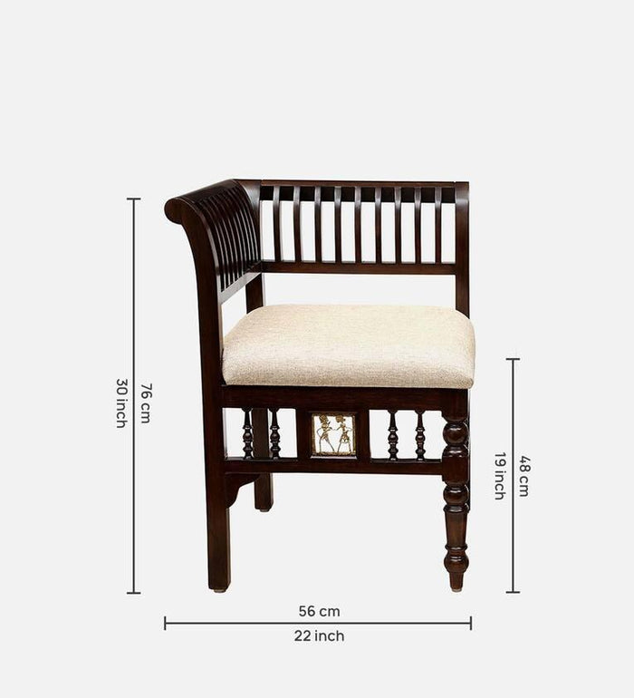 Teak Wood 1 Seater Sofa in Walnut Finish - Ouch Cart
