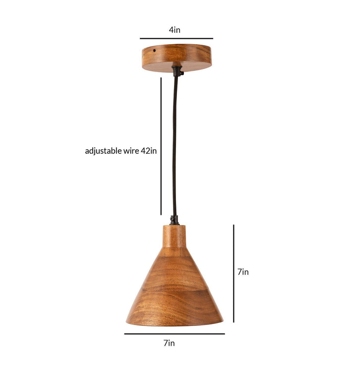 Teak Wood Cased Pendant Light - Ouch Cart
