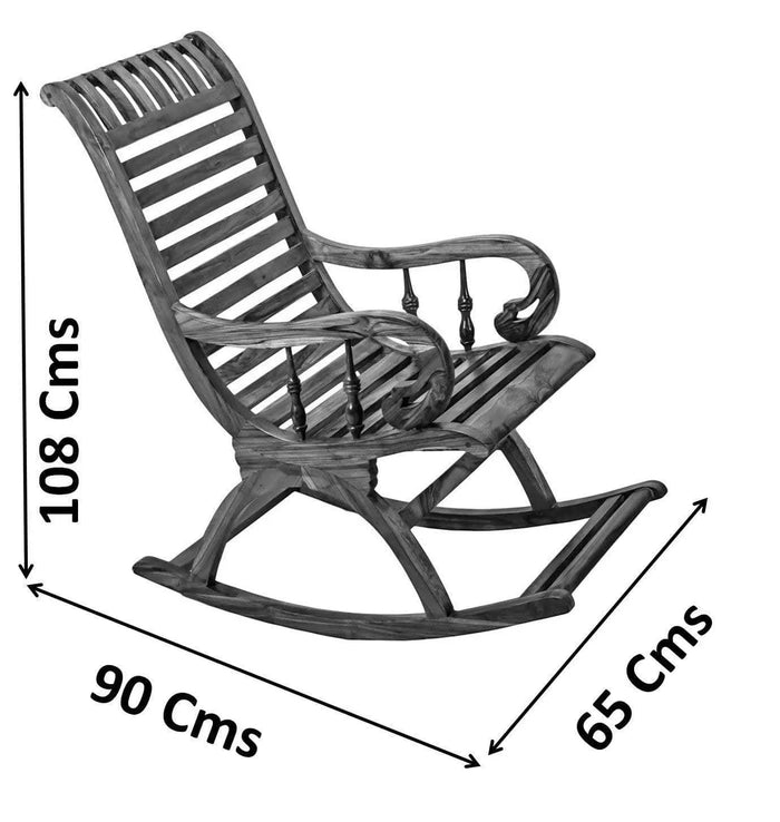 Teak Wood Smart Rocking Chair Natural Teak Finish - Ouch Cart