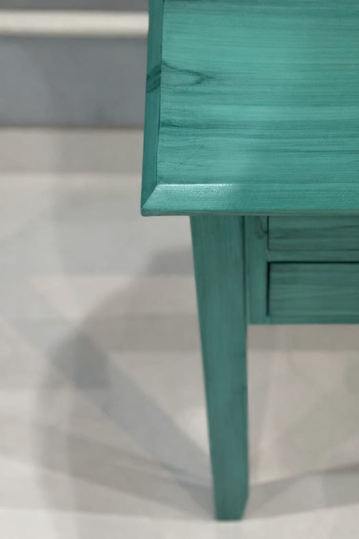 Teal Solid Wood Writing Desk with Multi-Drawer Storage | Modern Home Office Table OUCH CART