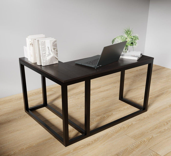 Teresa L Shaped Study Table in Brown Color - Ouch Cart