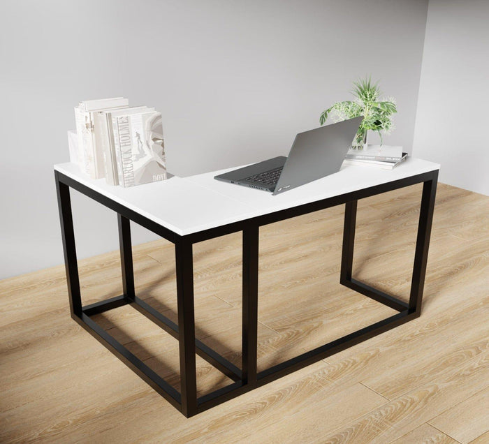 Teresa L Shaped Study Table in White Color - Ouch Cart