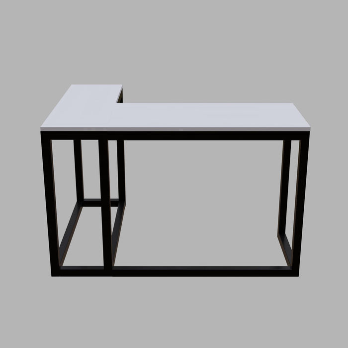 Teresa L Shaped Study Table in White Color - Ouch Cart