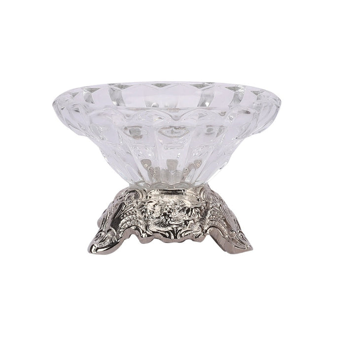 Three leg Silver Aristrocrat's Bowl with Flower Glass M.M.I. OVERSEAS