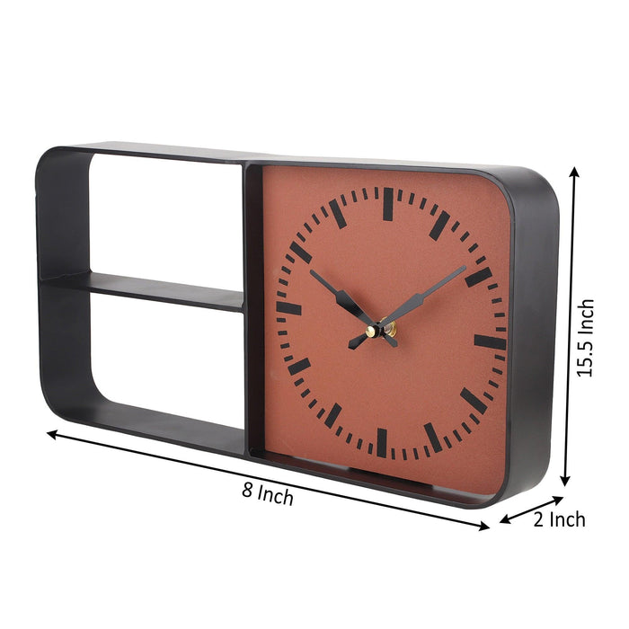 Timekeeper Shelves Wall Clock in Gold - Ouch Cart