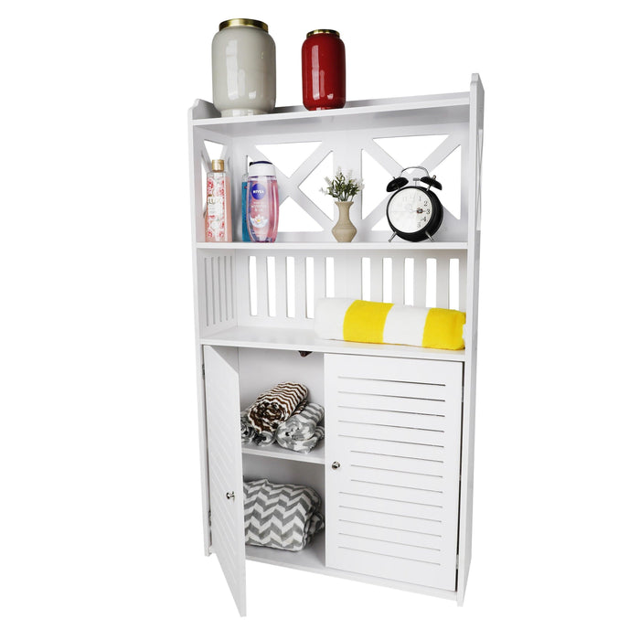 Toilet PVC Storage Bathroom 2 Feet Vanity Floor Standing Shelf Storage Cabinet With Free Soap Dish By Miza - Ouch Cart