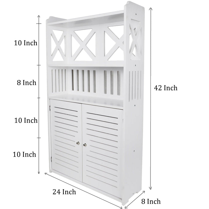 Toilet PVC Storage Bathroom 2 Feet Vanity Floor Standing Shelf Storage Cabinet With Free Soap Dish By Miza - Ouch Cart
