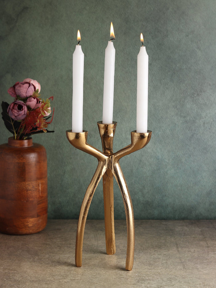 Trifecta Candle Holder in Gold M.M.I. OVERSEAS