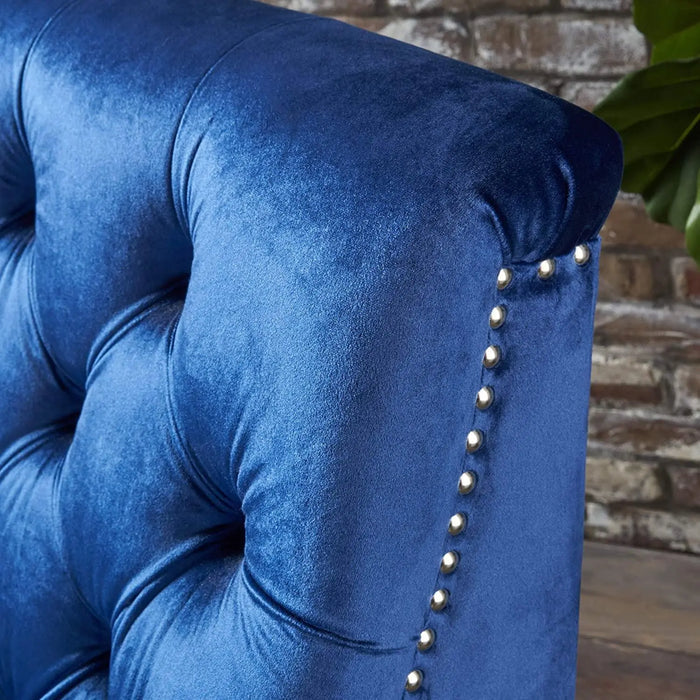 Tufted Back New Velvet Club Chair (Navy Blue - Ouch Cart