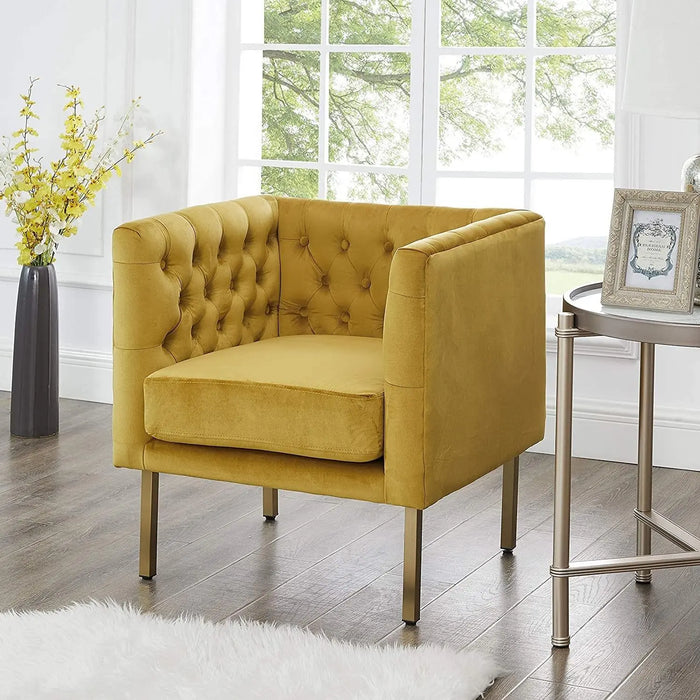 Tufted Club Chair with Metal Legs, Modern arm Chair for Living Room - Ouch Cart