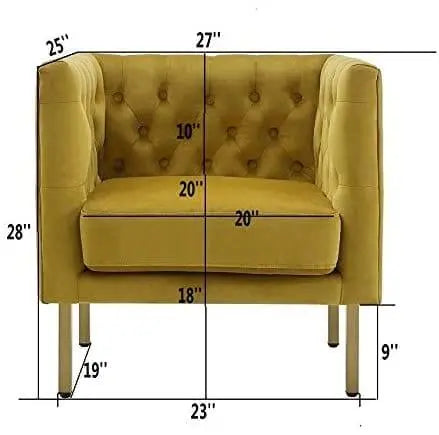 Tufted Club Chair with Metal Legs, Modern arm Chair for Living Room - Ouch Cart