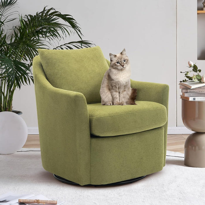 Upholstered Barrel Armchair with Metal Base for Living Room &amp; Bedroom OUCH CART