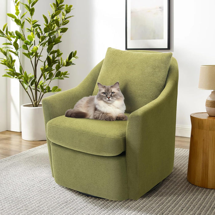 Upholstered Barrel Armchair with Metal Base for Living Room &amp; Bedroom OUCH CART