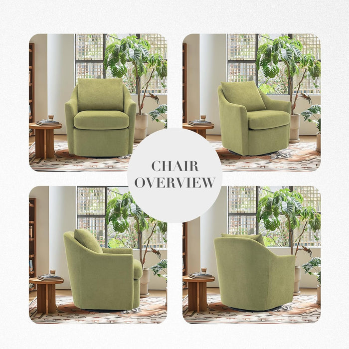 Upholstered Barrel Armchair with Metal Base for Living Room &amp; Bedroom OUCH CART