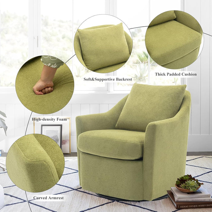 Upholstered Barrel Armchair with Metal Base for Living Room &amp; Bedroom OUCH CART