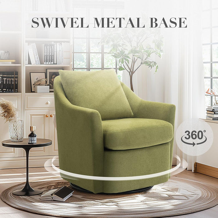 Upholstered Barrel Armchair with Metal Base for Living Room &amp; Bedroom OUCH CART