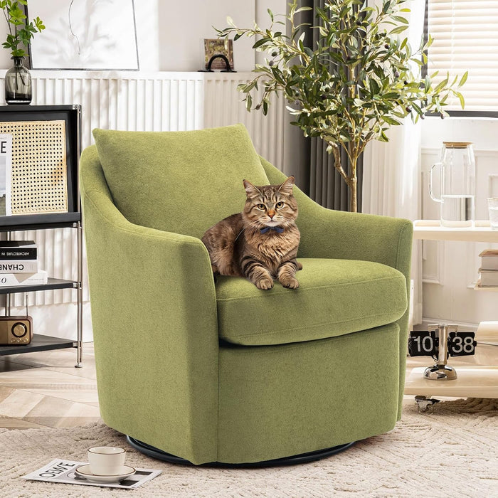 Upholstered Barrel Armchair with Metal Base for Living Room &amp; Bedroom OUCH CART