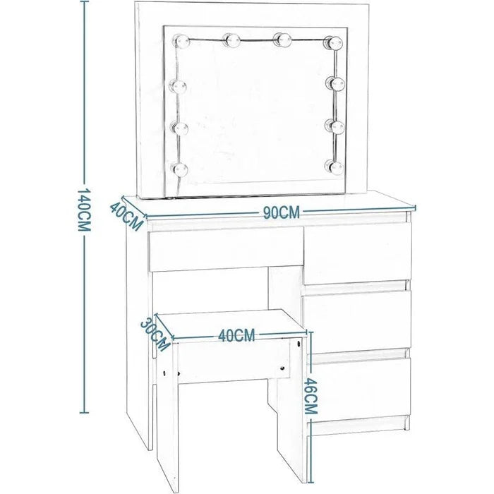 Valentina Dressing Table with Mirror - Ouch Cart