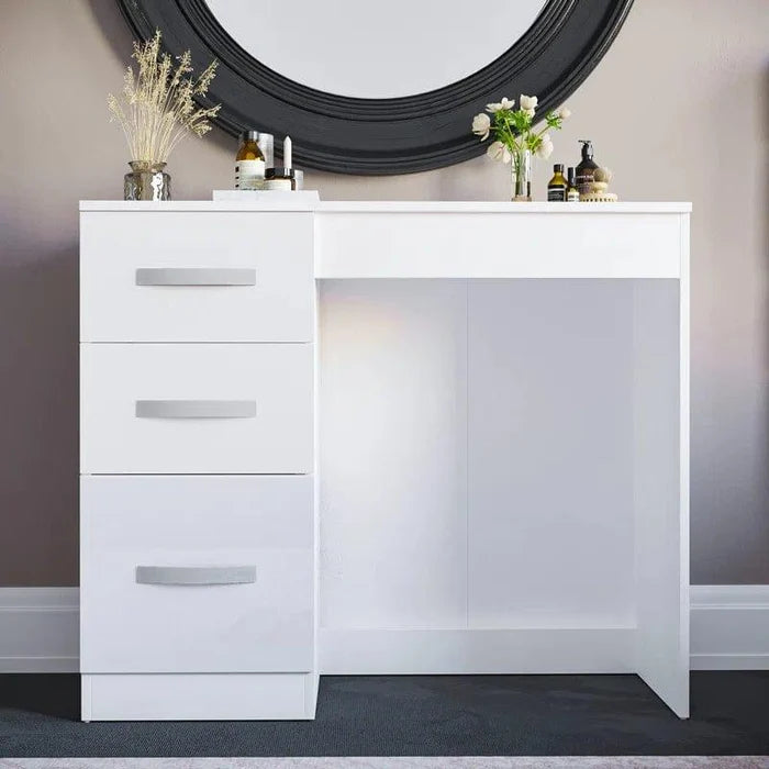 Vanity Desk Makeup Dressing Table 3 Drawers Brightness Adjustable for Women Girls Bedroom White - Ouch Cart