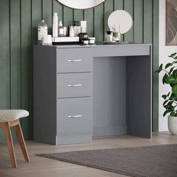 Vanity Desk, Wood Makeup Dressing Table ,Modern Bedroom Dressing Table with 3 Large Drawers for Kids Women Girls,(Grey) - Ouch Cart