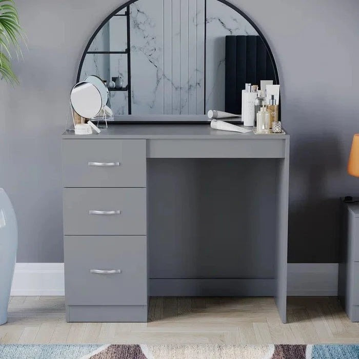 Vanity Desk, Wood Makeup Dressing Table ,Modern Bedroom Dressing Table with 3 Large Drawers for Kids Women Girls,(Grey) - Ouch Cart