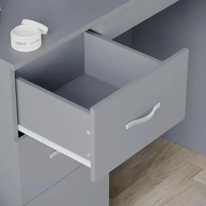 Vanity Desk, Wood Makeup Dressing Table ,Modern Bedroom Dressing Table with 3 Large Drawers for Kids Women Girls,(Grey) - Ouch Cart