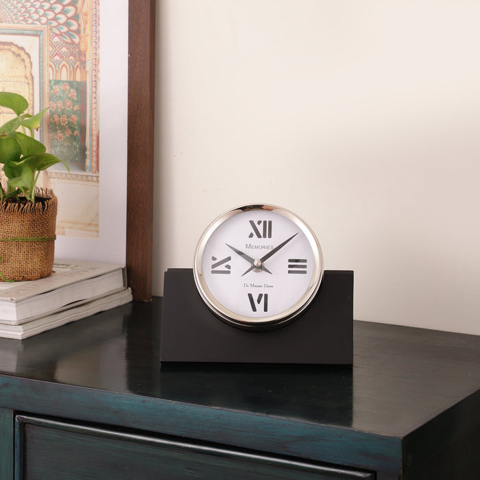 Varner Table clock in Silver Black M.M.I. OVERSEAS