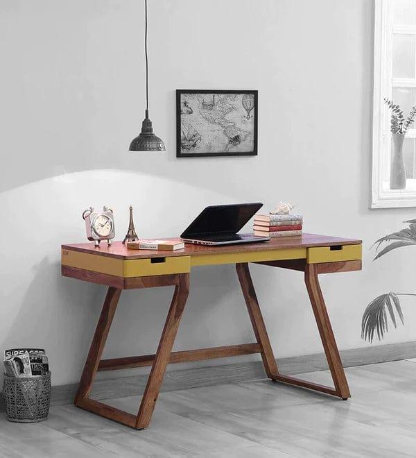 Yellow on Rustic Teak