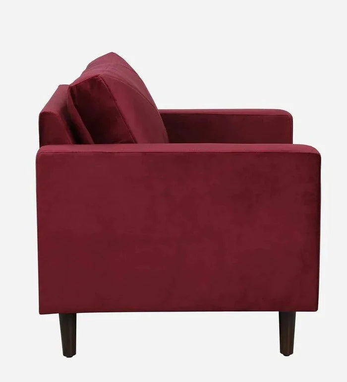 Velvet 1 Seater Sofa In Berry Red Colour - Ouch Cart