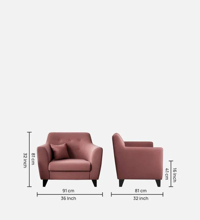 Velvet 1 Seater Sofa In Berry Wine Colour - Ouch Cart