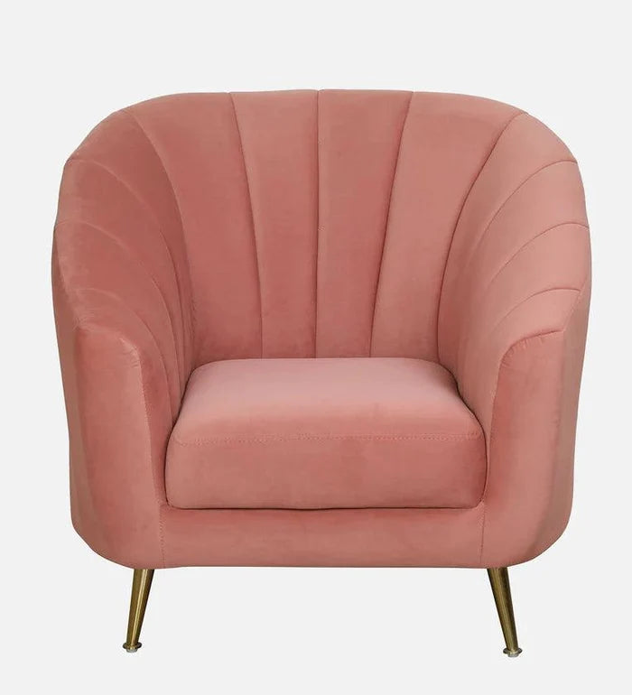 Velvet 1 Seater Sofa In Blush Pink Colour - Ouch Cart