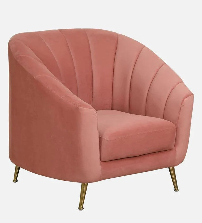 Velvet 1 Seater Sofa In Blush Pink Colour - Ouch Cart
