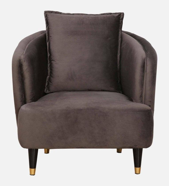 Velvet 1 Seater Sofa In Grey Colour - Ouch Cart