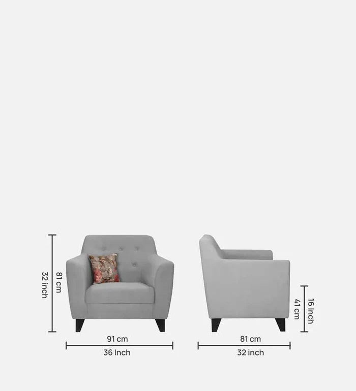 Velvet 1 Seater Sofa in Grey Colour - Ouch Cart