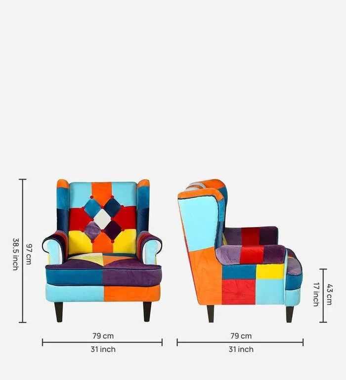 Velvet 1 Seater Sofa in Multi Colour - Ouch Cart
