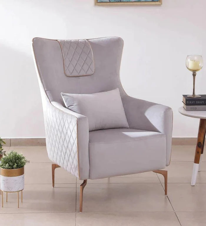 Velvet 1 Seater Sofa In Peach Colour - Ouch Cart | Armchair | Wingchair