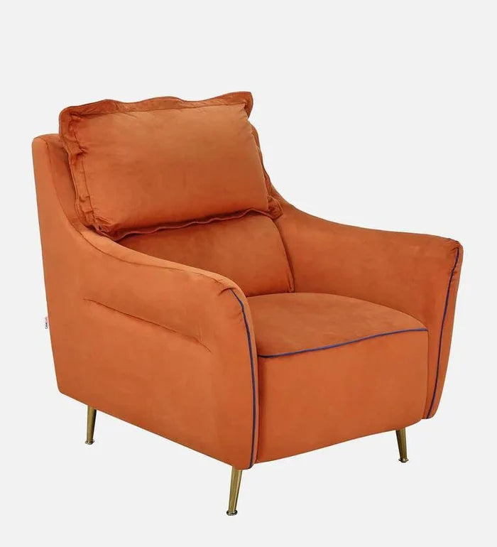 Velvet 1 Seater Sofa In Rust Colour - Ouch Cart