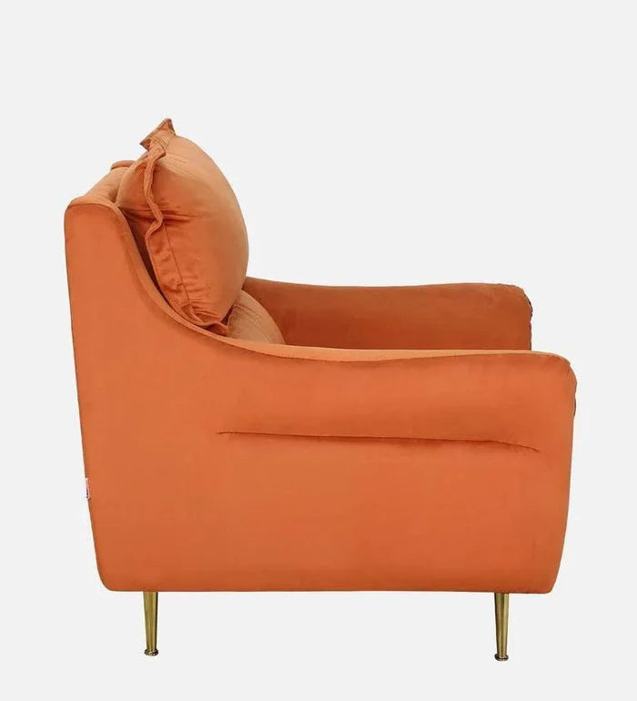 Velvet 1 Seater Sofa In Rust Colour - Ouch Cart