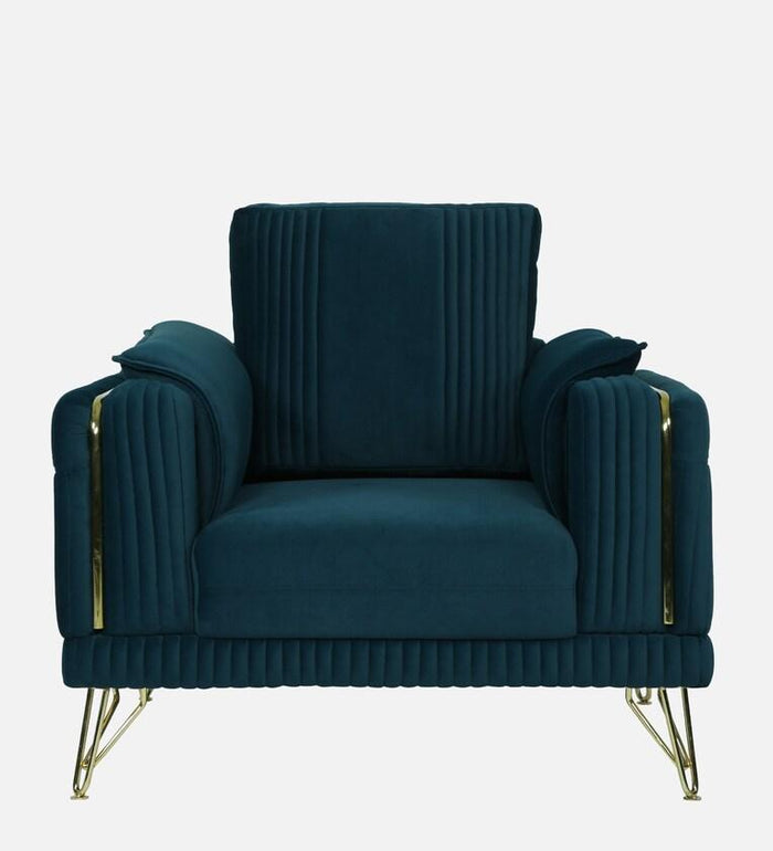 Velvet 1 Seater Sofa in Teal Blue Colour - Ouch Cart