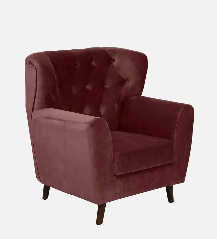 Velvet 1 Seater Sofa In Wine Red Colour - Ouch Cart