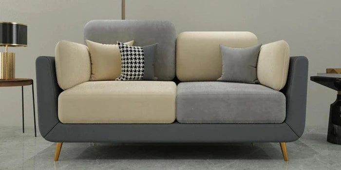 Velvet 2 Seater Sofa in Grey & Beige Colour - Ouch Cart