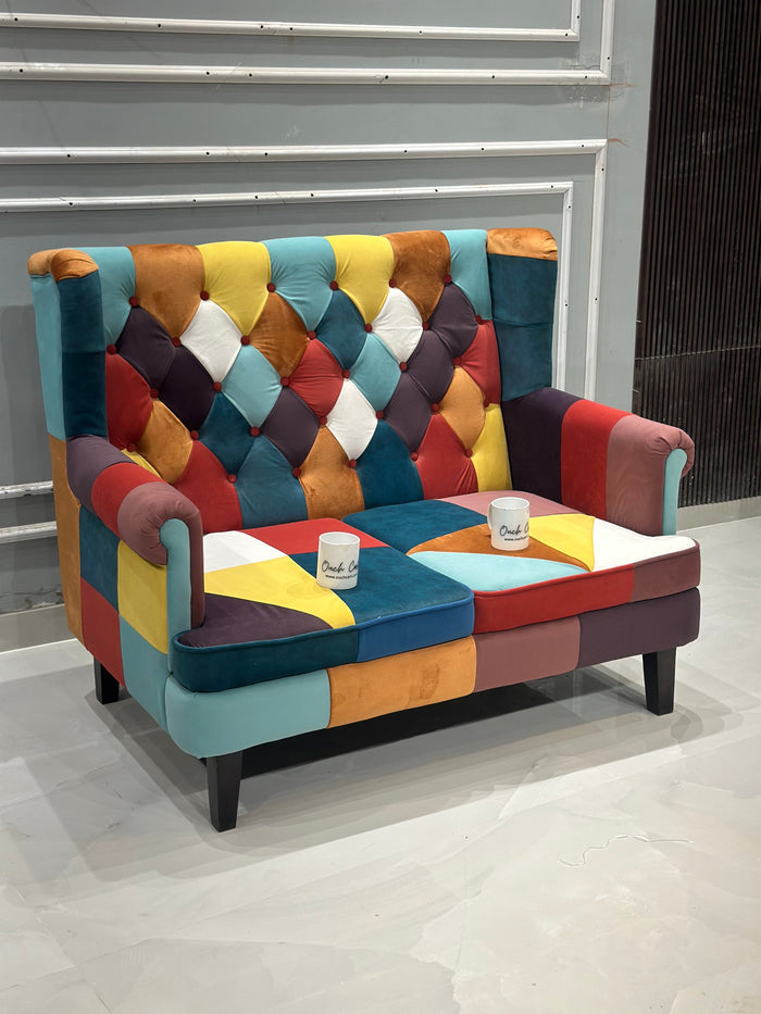 Velvet 2 Seater Sofa in Multi Colour Ouch Cart