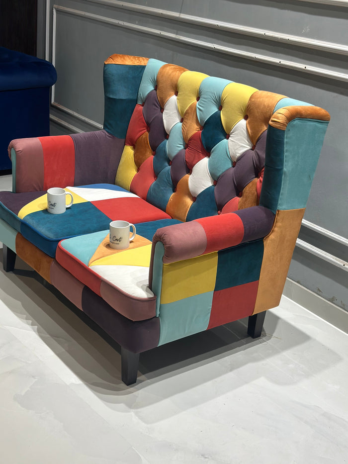 Velvet 2 Seater Sofa in Multi Colour Ouch Cart