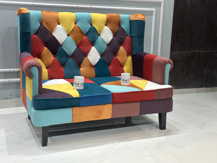 Velvet 2 Seater Sofa in Multi Colour Ouch Cart