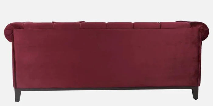 Velvet 3 Seater Sofa In Berry Red Colour - Ouch Cart