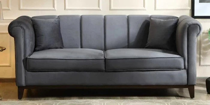 Velvet 3 Seater Sofa In Berry Red Colour - Ouch Cart