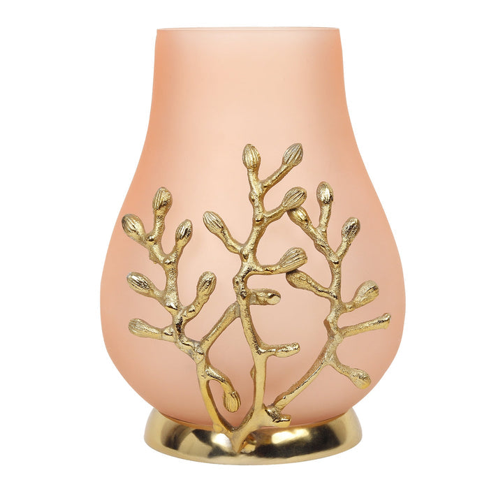 VersaLux Glass Vase and Candle Holder in Peach & Gold M.M.I. OVERSEAS